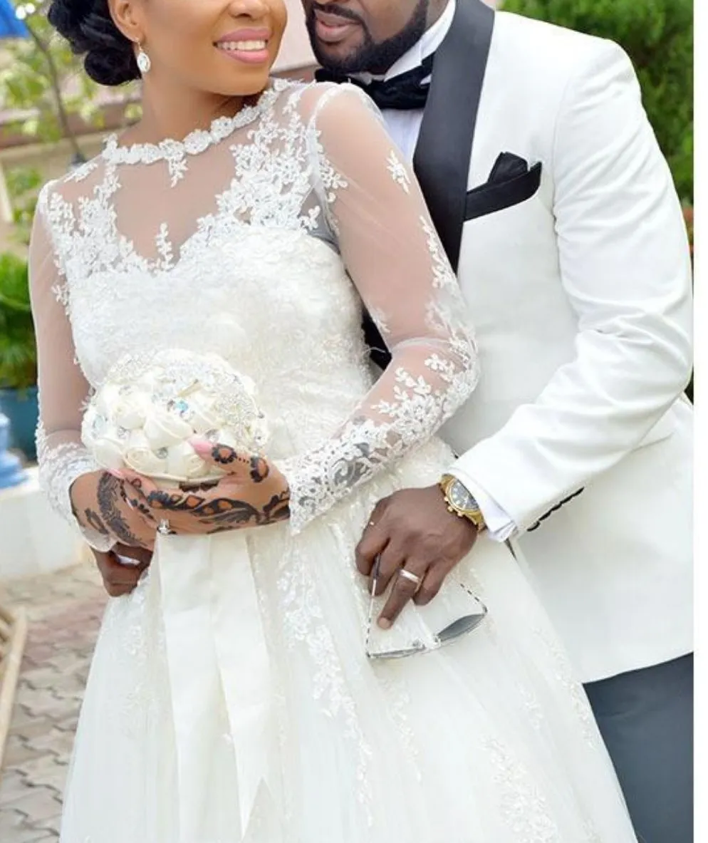 Long Sleeved Lace Wedding Dress /Ball Gown at Bling Brides Bouquet - Online Bridal Store