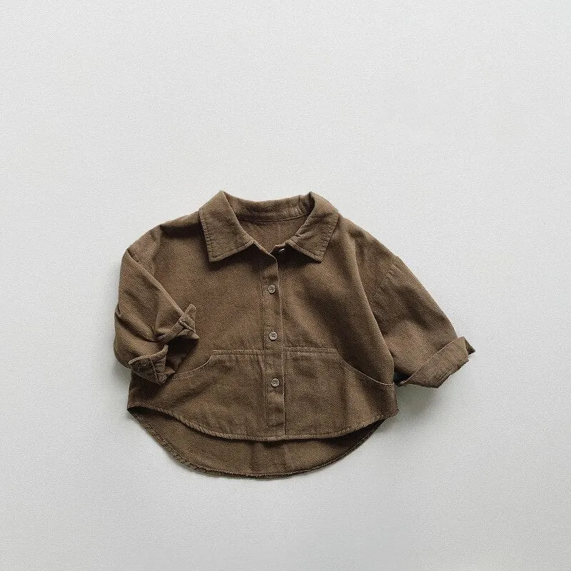 Long -Sleeved Solid Button-Down Shirt