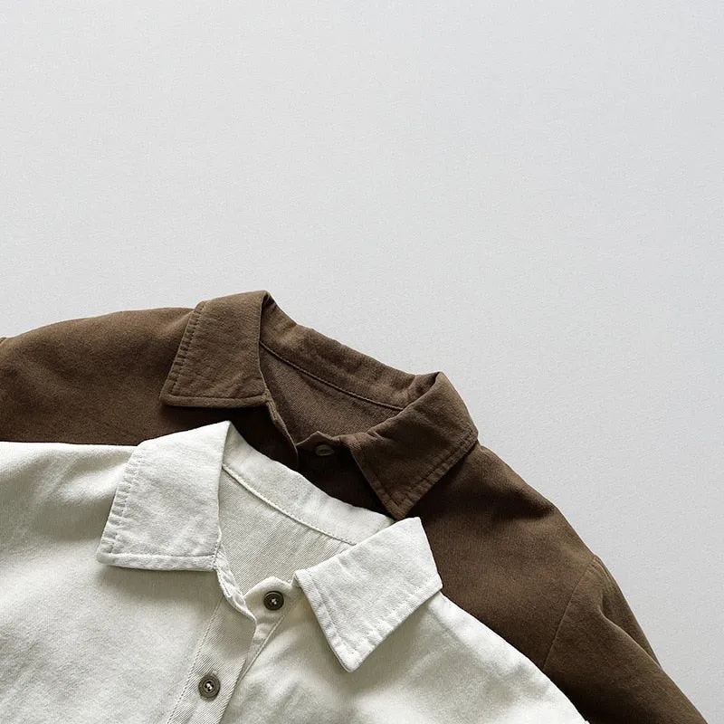 Long -Sleeved Solid Button-Down Shirt