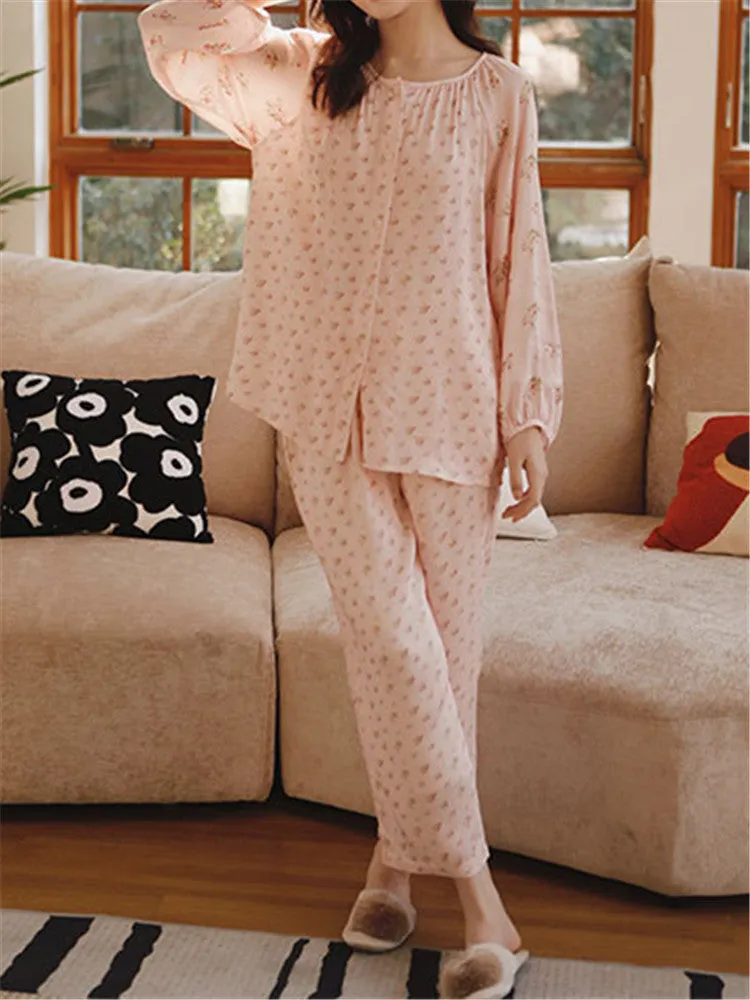 Loose-Fit Satin Printed Sleepwear