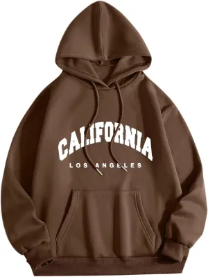 Los Angeles California Womens Zip Up Sweatshirt with Pocket New York Hoodie University Letter Hooded Sweatshirt Fall
