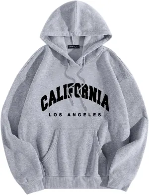 Los Angeles California Womens Zip Up Sweatshirt with Pocket New York Hoodie University Letter Hooded Sweatshirt Fall