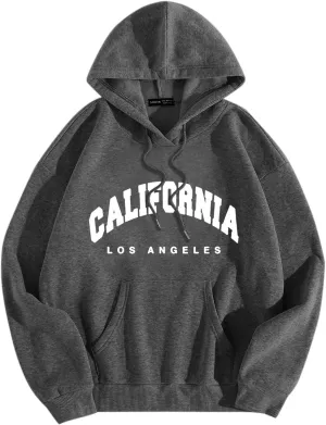 Los Angeles California Womens Zip Up Sweatshirt with Pocket New York Hoodie University Letter Hooded Sweatshirt Fall