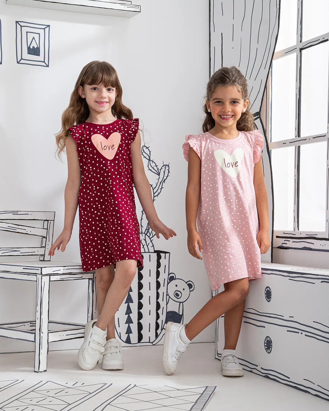 Love hearts قميص نوم بناتي