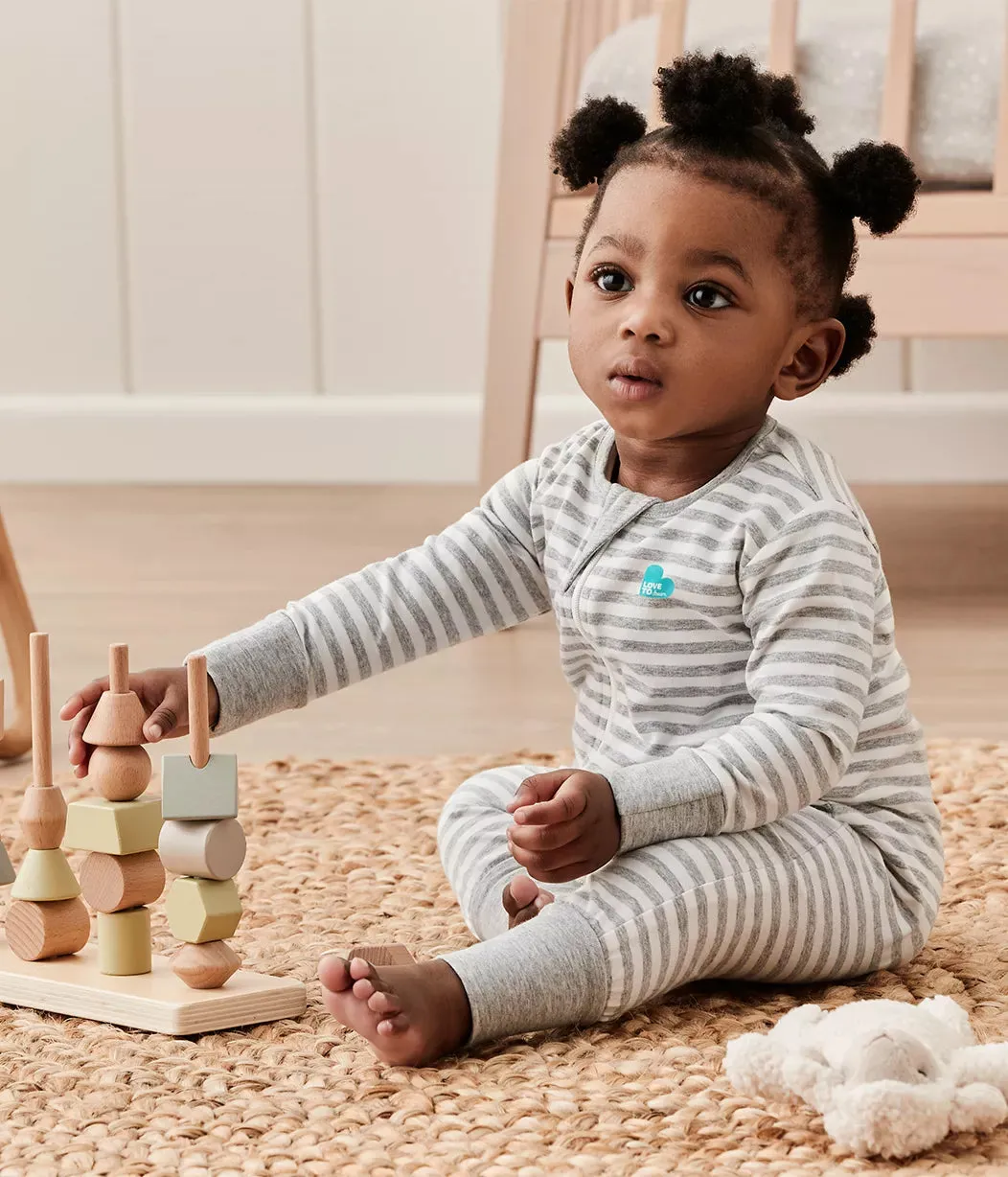 Love To Dream Cotton Footless Romper - Grey Stripe