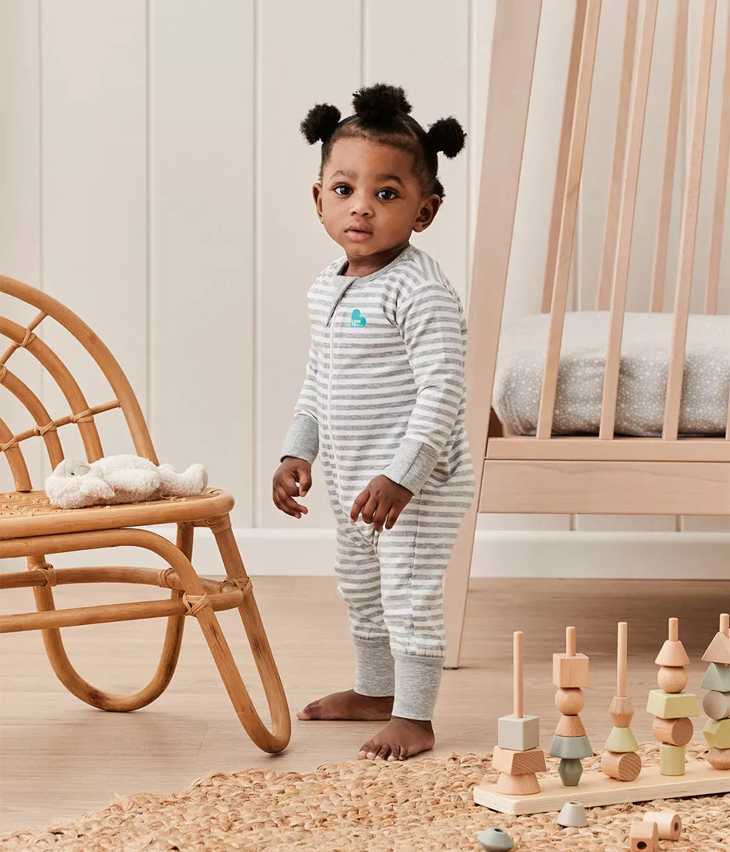 Love To Dream Cotton Footless Romper - Grey Stripe