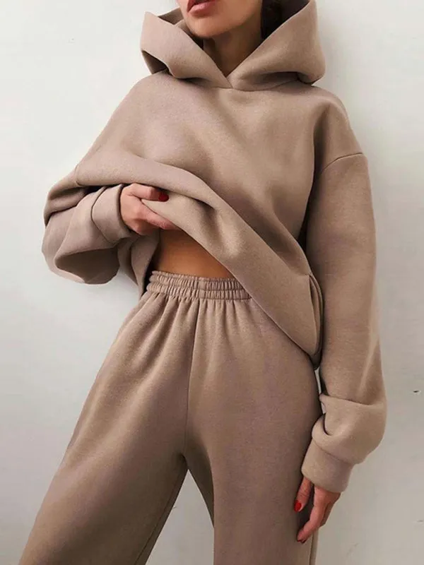 Luna Solid Active Hooded Jogger Set