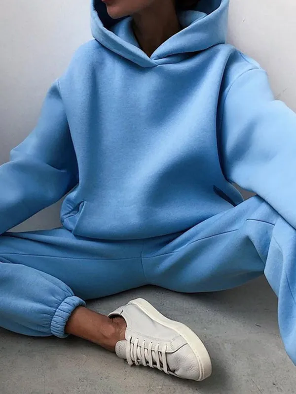 Luna Solid Active Hooded Jogger Set