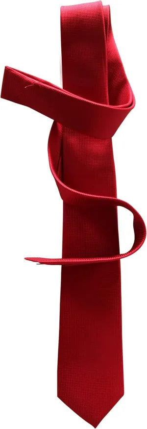 Luxury 2.5" Men's Bright Red Skinny Silk Tie - 34 momme Silk Jacquard - Premium Six-Ply Silk - 100% Silk Lining - Extra Long 60"