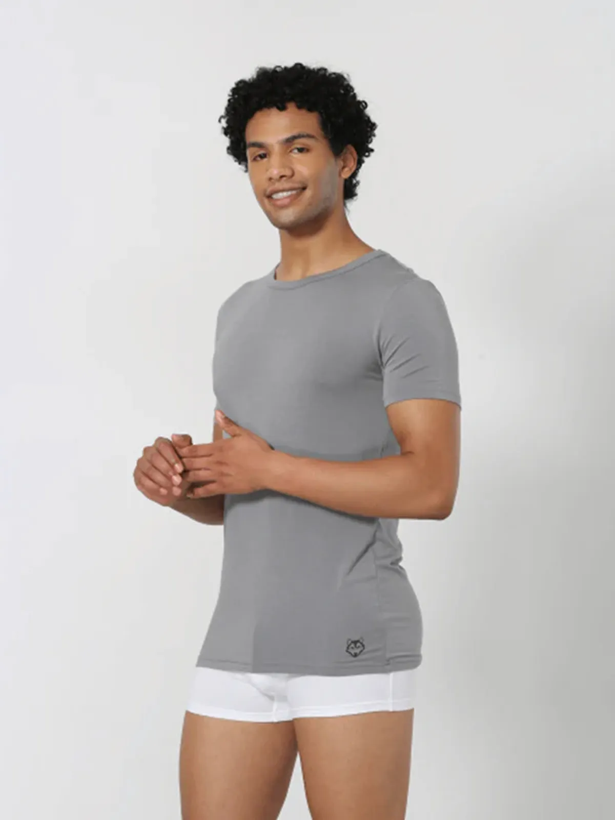 Luxury Modal Crew Neck Undershirt - Soft Grey