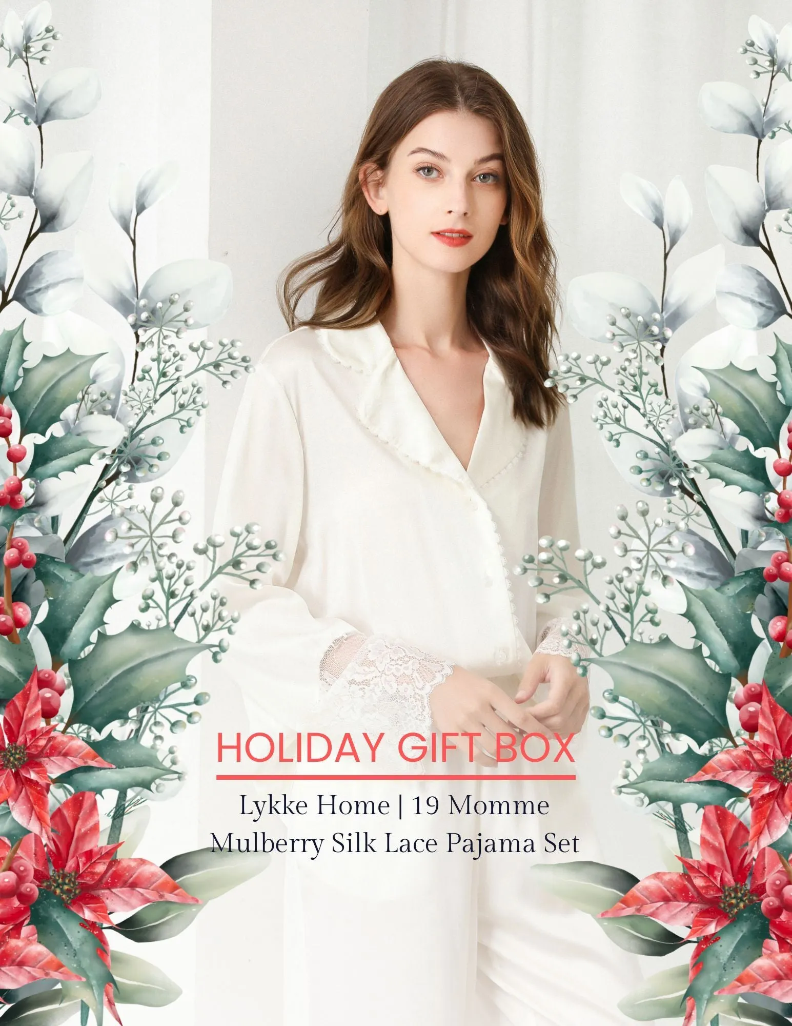 Lykke Home | 19 Momme Mulberry Silk Lace Pajama Set