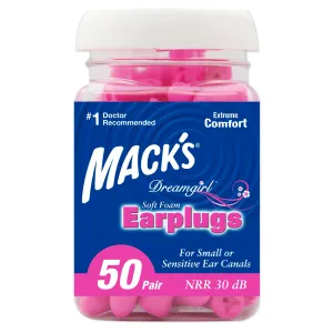 Mack's Dreamgirl Soft Foam Ear Plugs - NRR 30 (Bottle of 50 Pairs) (Case of 12)