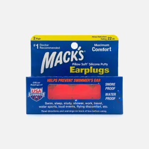 Mack's Pillow Soft Silicone Putty Earplugs, 2 Pair Orange