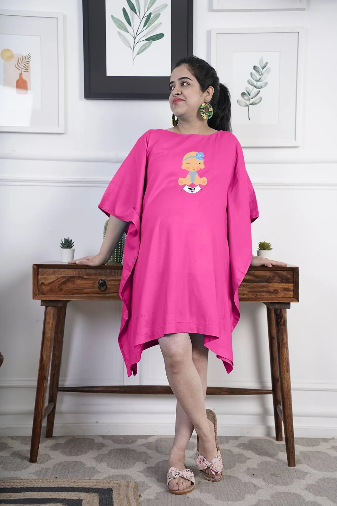 Magenta Rayon MaternityKaftan - MommyStyle
