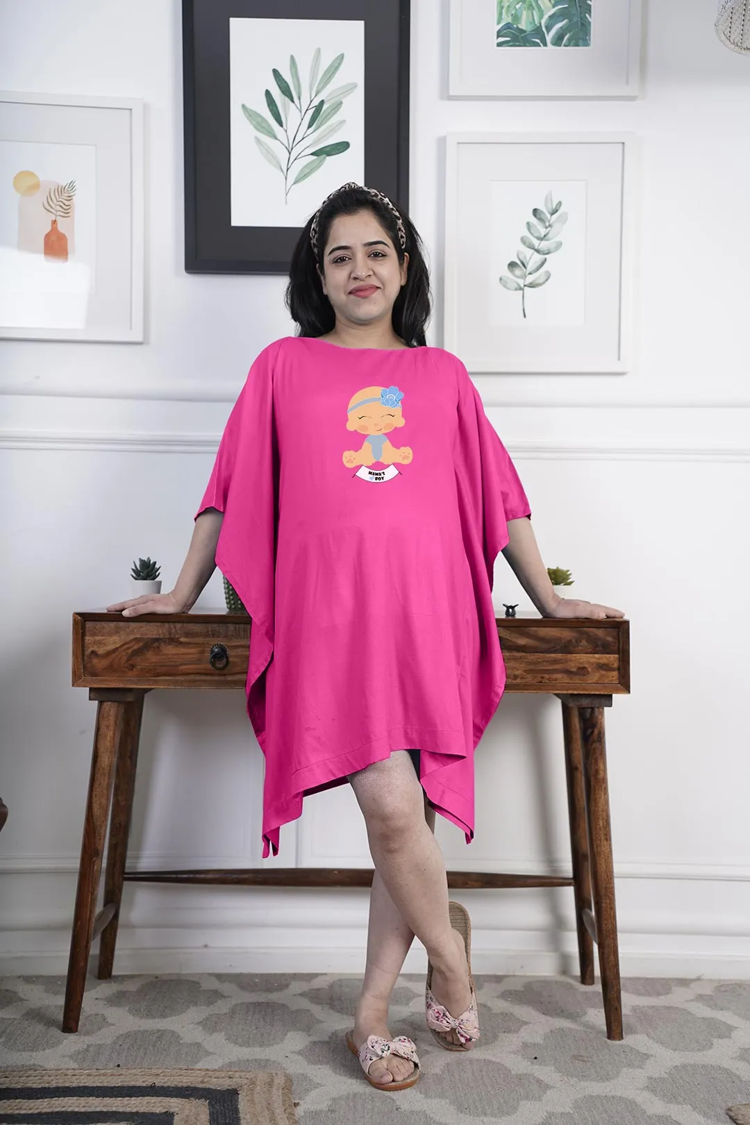 Magenta Rayon MaternityKaftan - MommyStyle