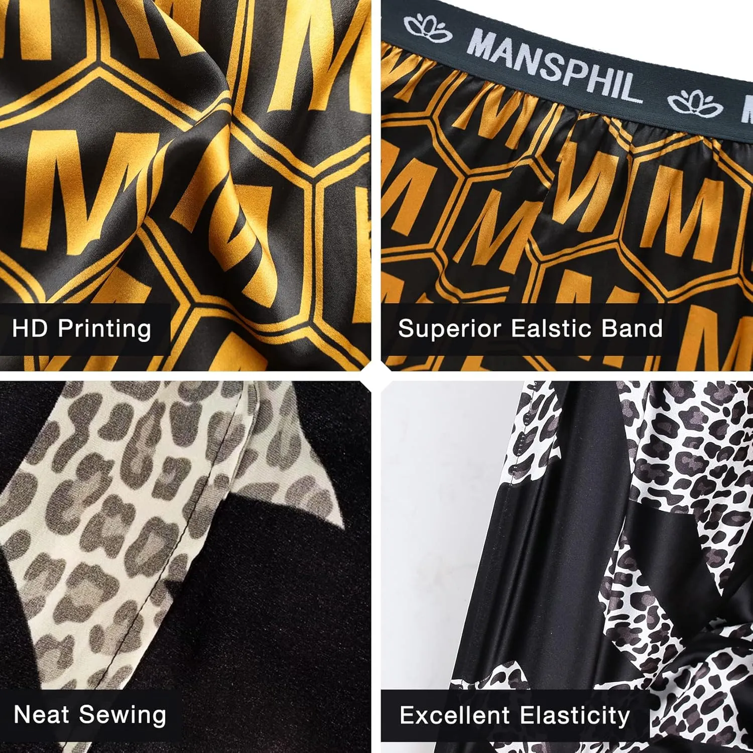 MANSPHIL Silk Boxer Shorts for Men, Grade 6A 100% Mulberry Silk