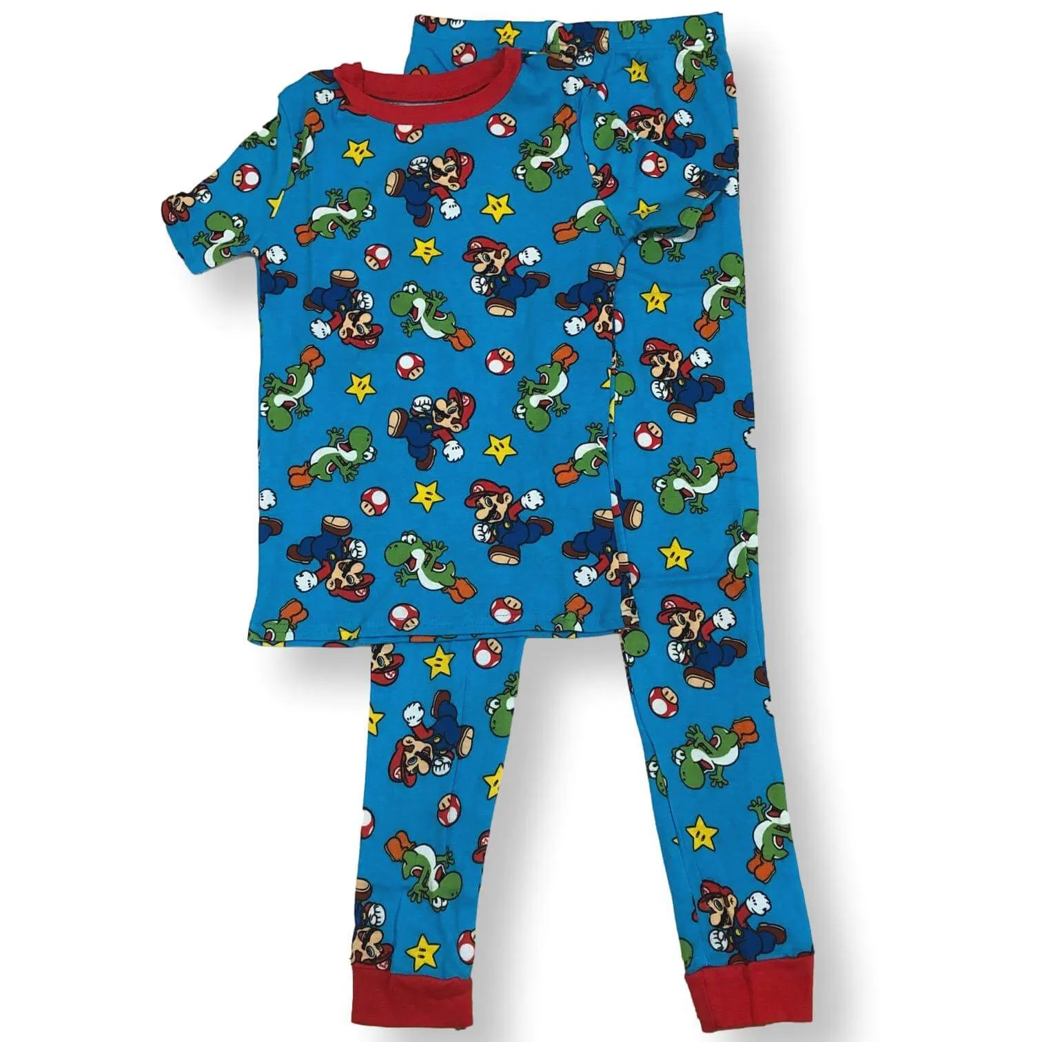 Mario Cotton Pajamas for Boys Super Mario Short Sleeve Kids PJs 4 Piece Set