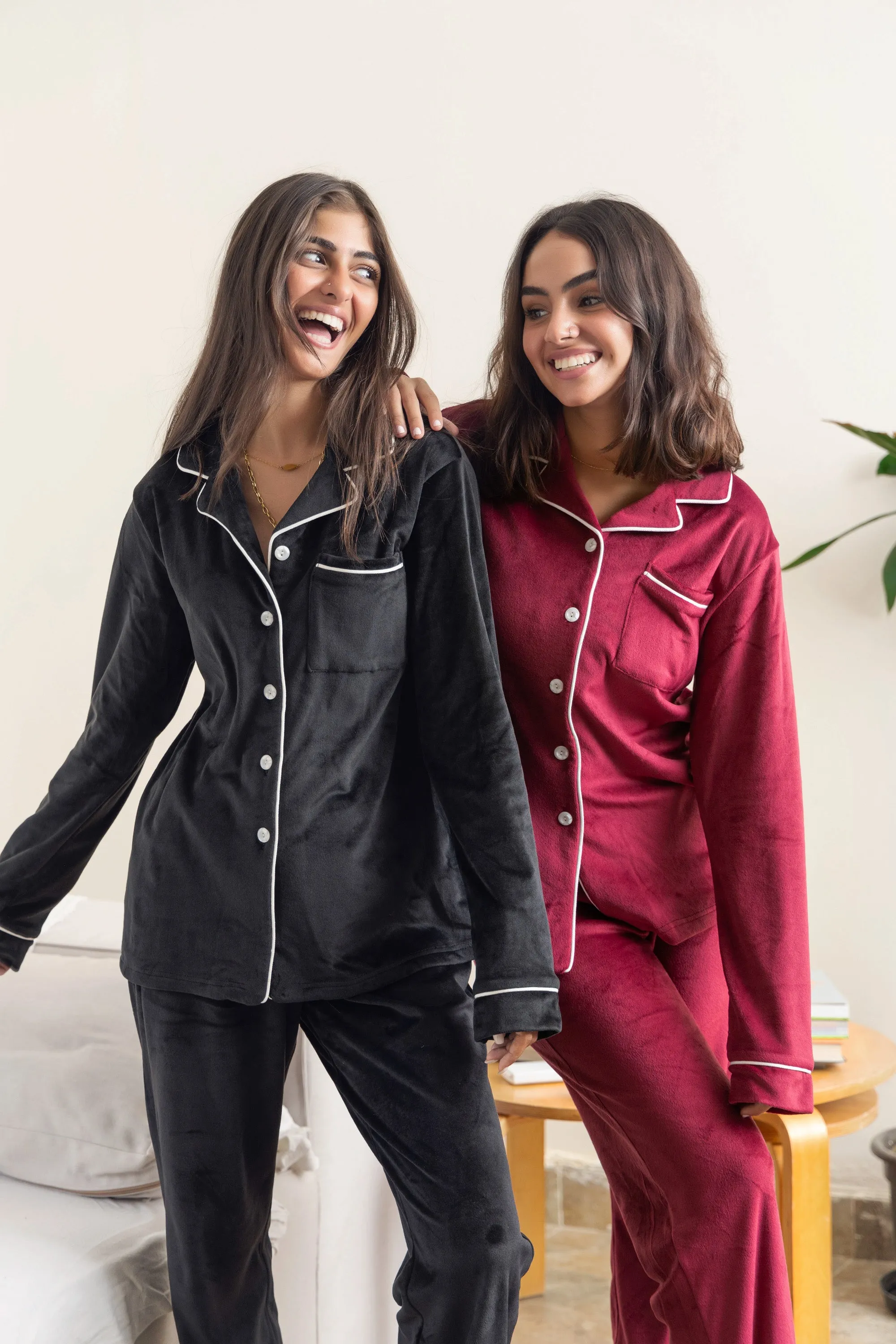 Maroon Plain Buttoned PJ