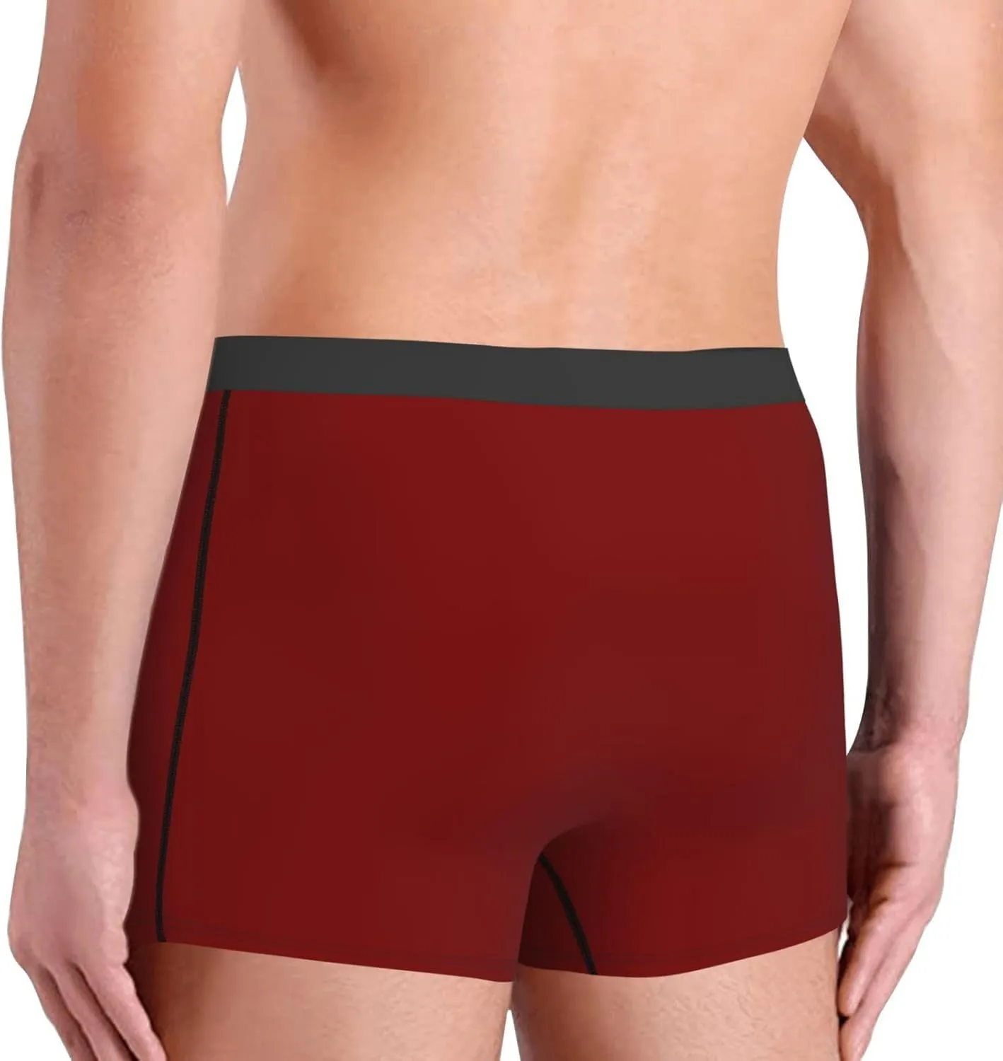 Maroon Print Boxer Briefs For Men Breathable Underwear-