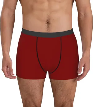 Maroon Print Boxer Briefs For Men Breathable Underwear-