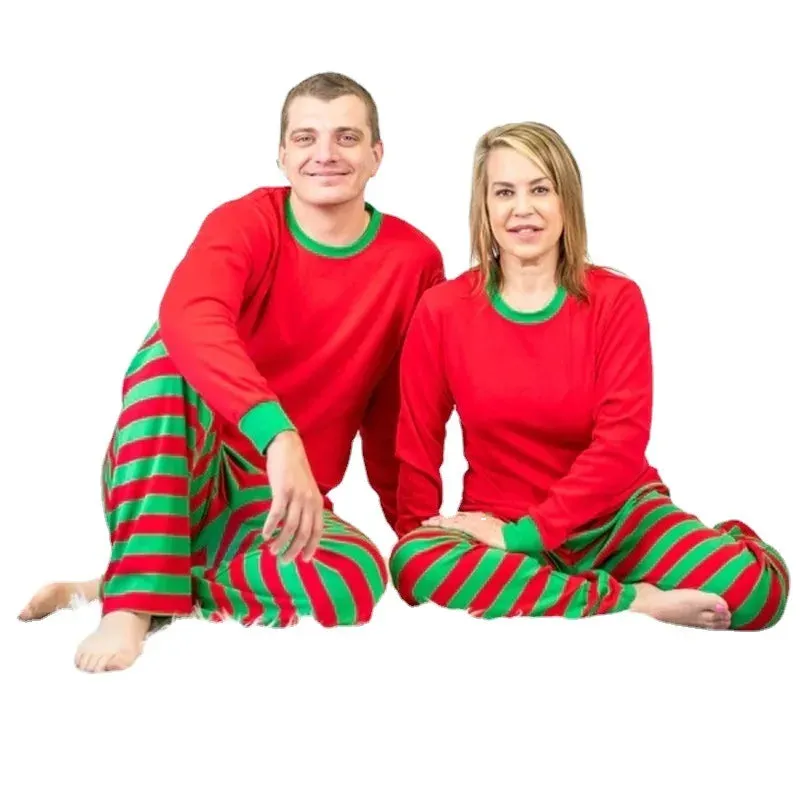 Matching Family Christmas Pajamas 100% Cotton - Striped Homewear
