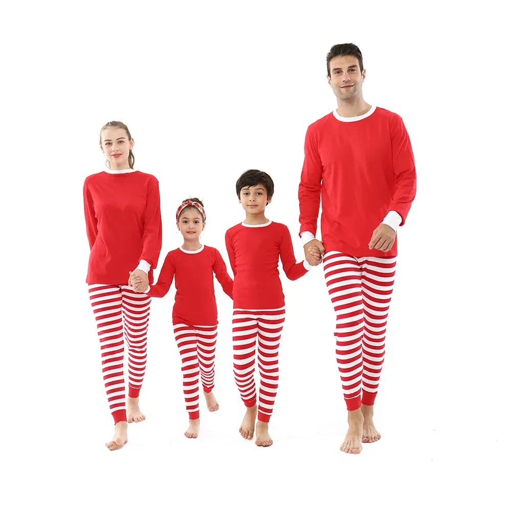 Matching Family Christmas Pajamas 100% Cotton - Striped Homewear