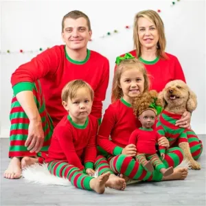 Matching Family Christmas Pajamas 100% Cotton - Striped Homewear