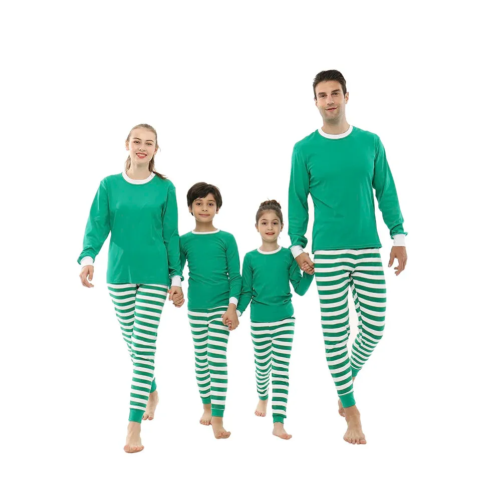 Matching Family Christmas Pajamas 100% Cotton - Striped Homewear