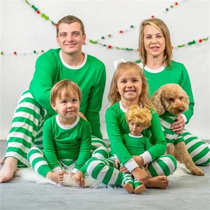 Matching Family Christmas Pajamas 100% Cotton - Striped Homewear