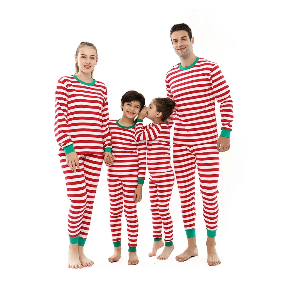 Matching Family Christmas Pajamas 100% Cotton - Striped Homewear