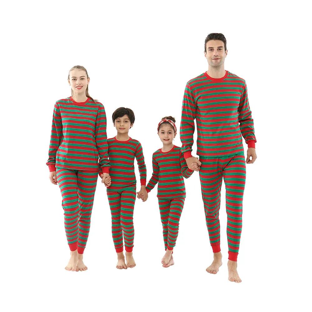 Matching Family Christmas Pajamas 100% Cotton - Striped Homewear