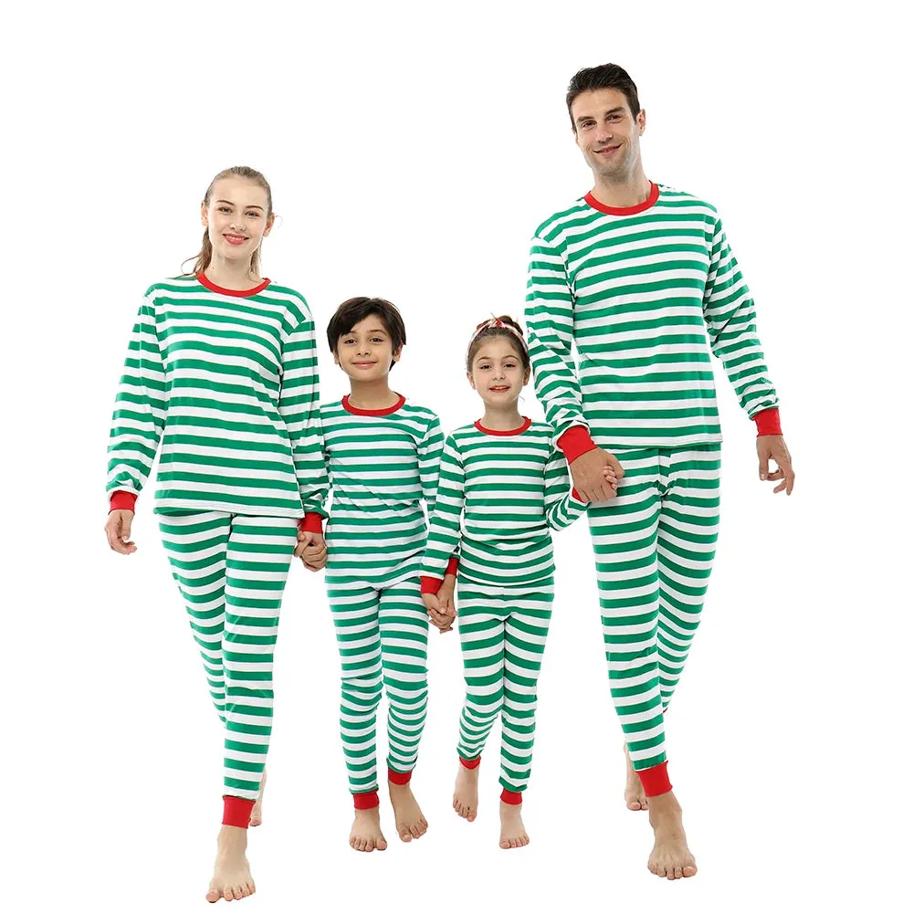 Matching Family Christmas Pajamas 100% Cotton - Striped Homewear