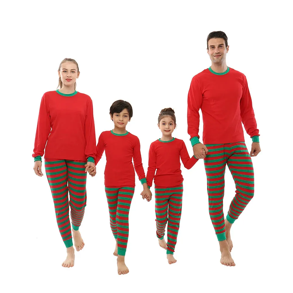 Matching Family Christmas Pajamas 100% Cotton - Striped Homewear