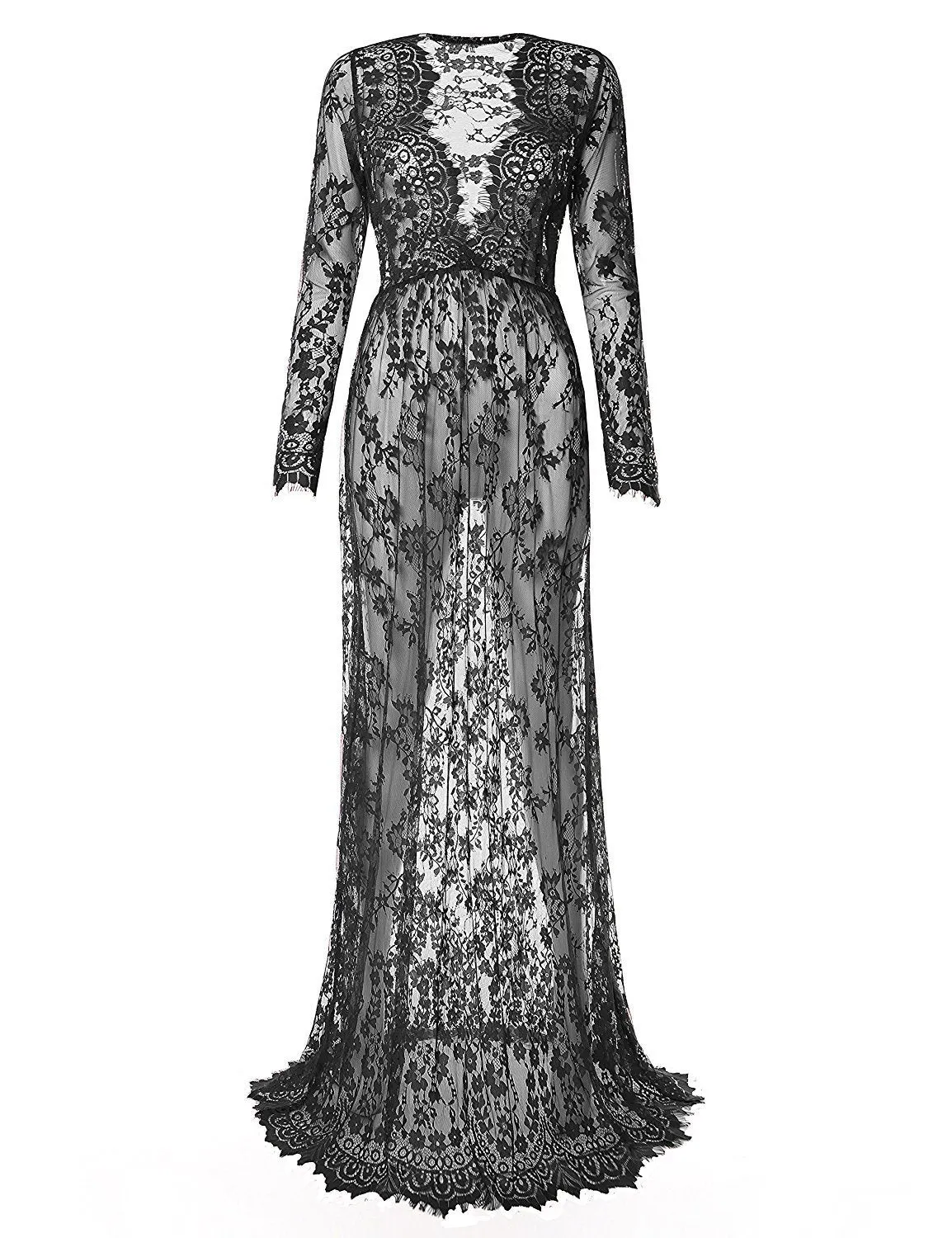 Maternity Deep V-neck Lace Dress for Photoshoot