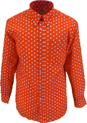 Mazeys Mens Red and White Retro Mod Polka Dot 100% Cotton Shirts…