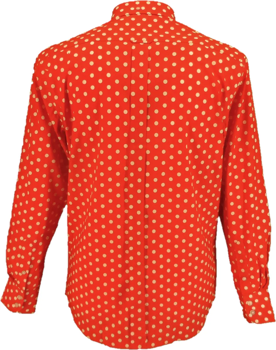 Mazeys Mens Red and White Retro Mod Polka Dot 100% Cotton Shirts…