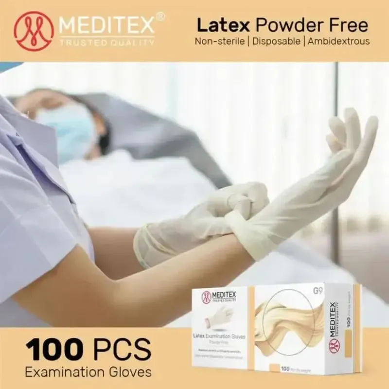 MEDITEX (G9) White Latex Gloves 4mil Exam Gloves | Powder Free Gloves CG9LW5
