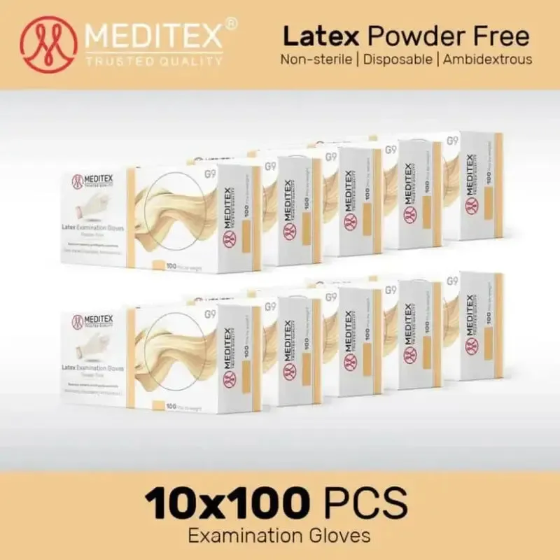 MEDITEX (G9) White Latex Gloves 4mil Exam Gloves | Powder Free Gloves CG9LW5