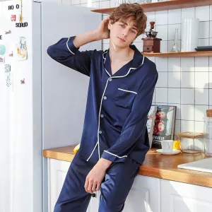 Men Luxury Pajamas Navy Sets