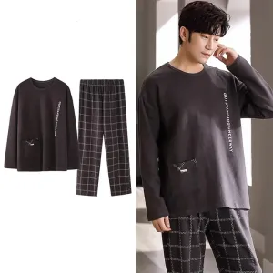 Men Sleepwear Big Minimalist Pijama Autumn Winter New Cotton Man Pajama Long Sleeves Homewear Gentleman Leisure Nightwear M S4503092
