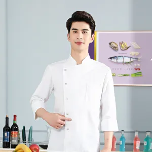 Men Uniform Professional Jacket Outfit Long Sleeve Coat Restaurant Chef Wear