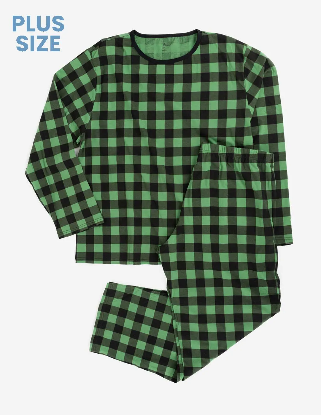 Mens Black & Green Plaid Cotton Pajamas