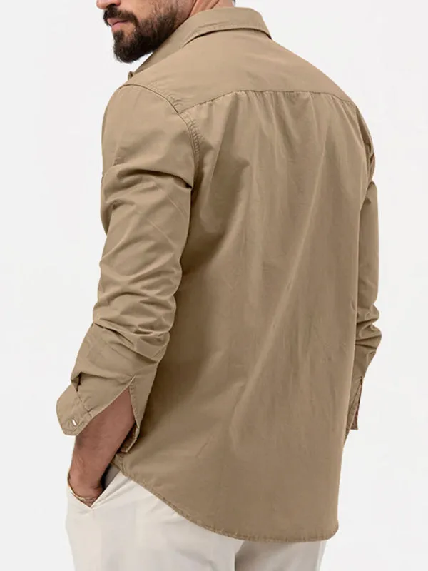 Men's Button-Up Long Sleeve Shirt with Chest Pockets