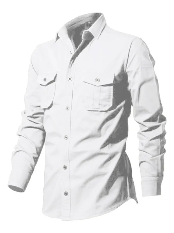 Men's Button-Up Long Sleeve Shirt with Chest Pockets