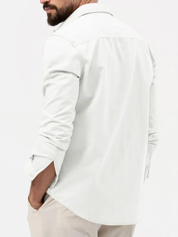 Men's Button-Up Long Sleeve Shirt with Chest Pockets