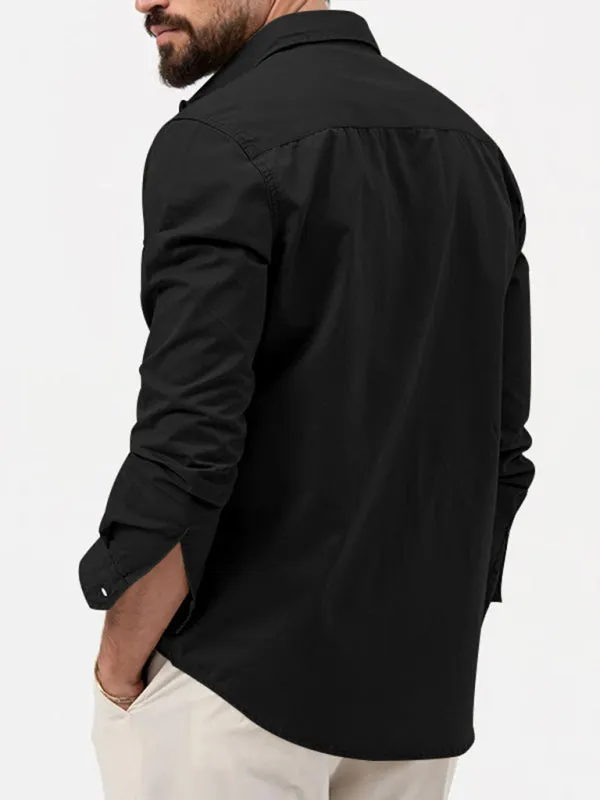 Men's Button-Up Long Sleeve Shirt with Chest Pockets