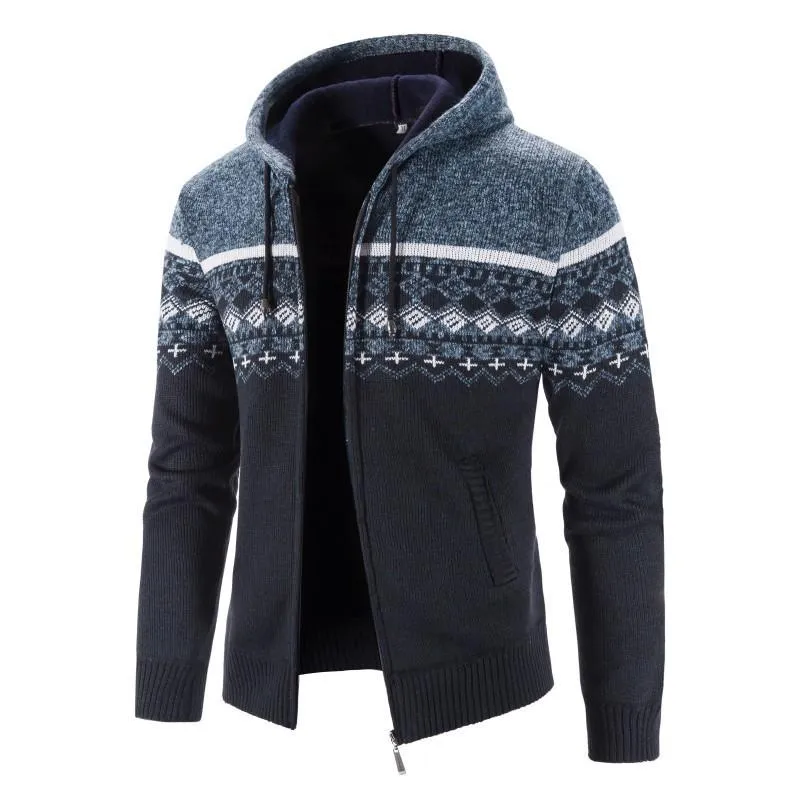 Men's Casual Loose Thickened Knitted Hoodie　18669549F