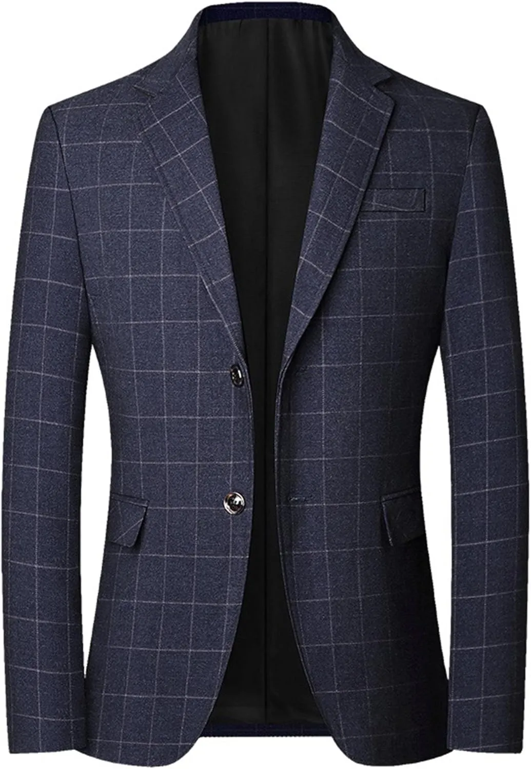 Mens Casual Plaid Blazer Coat Slim Fit Lightweight Sport Jacket Two Button Business Lightweight Suit Jacket