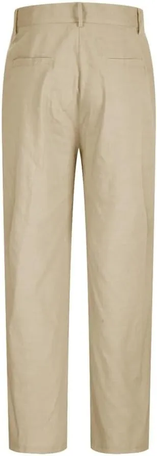 Men's Cotton Linen Pants, Lightweight Loose Fit Pleated Slacks Summer Cotton Beach,Elastic Waist