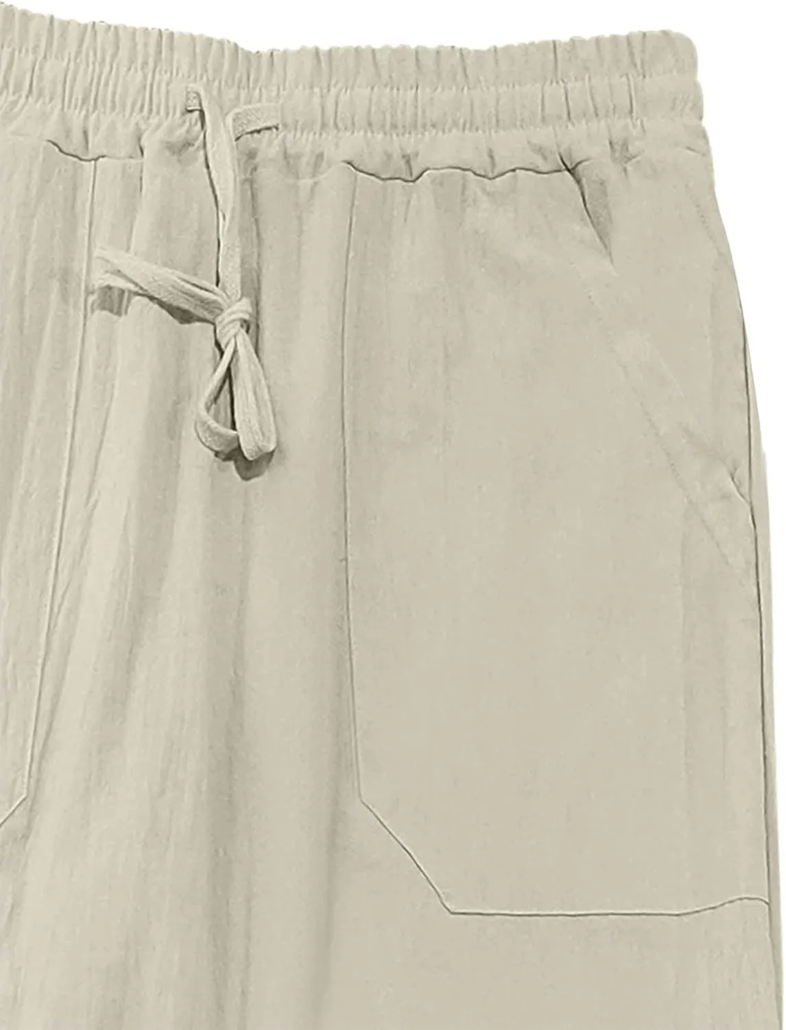 Men's Drawstring Linen Pants Casual Beach Loose Wide Leg Trousers Lightweight Comfort Fit Summer Clothes Fashion